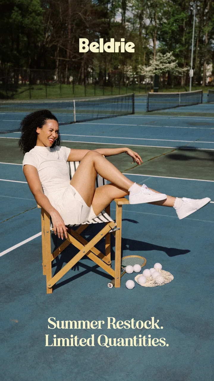 Beldrie summer restock creative, limited quantities, courtside chair