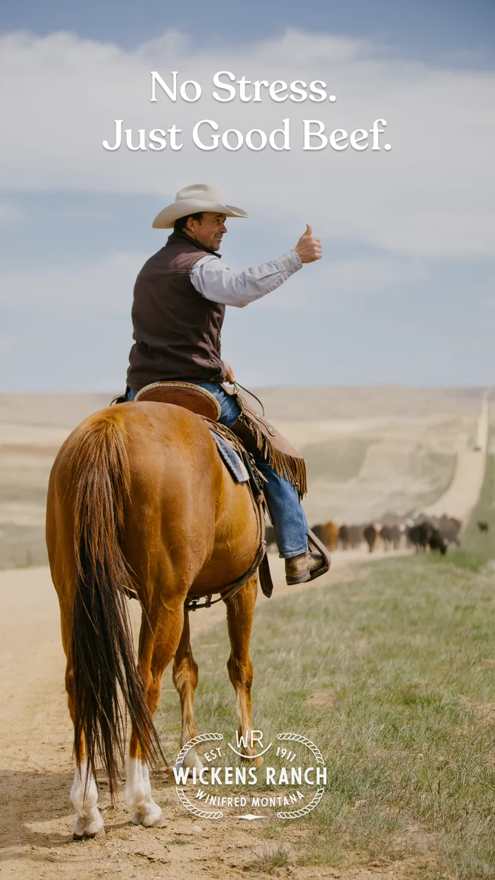 Wickens Ranch cowboy giving a thumbs up from the saddle
